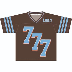 Maillot de football américain personnalisé à manches courtes, style streetwear tendance, avec logo imprimé et broderie, design en maille, coupe courte, chemise de football mode - Product Image 2