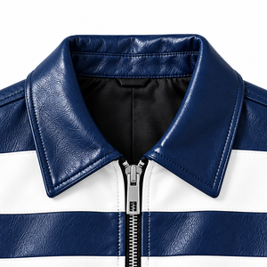 Blouson Bomber Homme en Cuir PU Uni Coupe Slim Respirant Col Rabattu Fermeture Éclair Manches Classiques Style Décontracté Automne - Product Image 3
