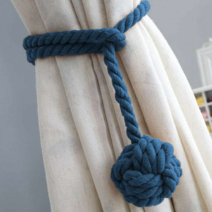 Cuerda de algodón para cortinas, lazo azul creativo, cuerda para atar cortinas sin perforaciones, correa para atar cortinas - Product Image 1