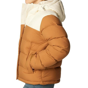 Custom Logo Women's Breathable Flannel Warm Hooded Winter <b>Puffer</b> Quilted Zip Button Short <b>Crop</b> <b>Jacket</b> - Product Image 3