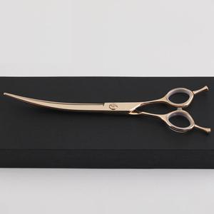Tijeras Profesionales para Peluquería Canina de 7.5 Pulgadas, Tijeras Curvas Dentadas de Alta Calidad en Oro Rosa, Aptas para Mascotas - Product Image 1