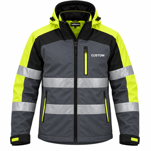 TwillSports Men's High Visibility Reflective Safety <b>Jacket</b> <b>Waterproof</b> Windproof Workwear <b>Hi</b> <b>Vis</b> Coat Custom Printed - Product Image 1