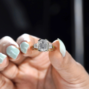 Bague de fiançailles et de mariage en or jaune 14 carats avec émeraude et diamant de laboratoire certifiés IGI, 4 carats, bijou cadeau pour fête - Product Image 2