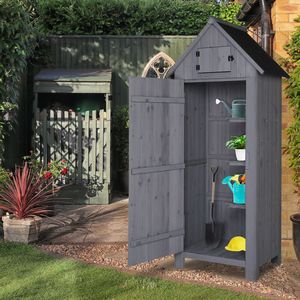 Abri de rangement extérieur en métal étanche 70 pouces, noir, toit à double pente, pour cour, couleur gris foncé - Product Image 5