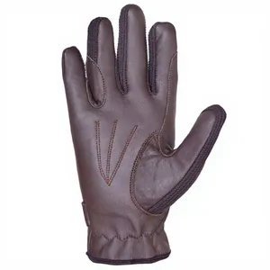 Guantes de equitación de cuero marrón de cabra, sin forro, transpirables, estilo deportivo, para uso en deportes al aire libre - Product Image 5