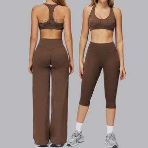 Ensemble de yoga 2 pièces grande taille pour femme : brassière de sport et pantalon court taille haute – Tenue de fitness et d'entraînement OEM - Product Image 1