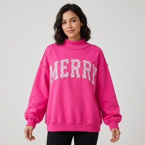 Oversized Relaxed Mockneck <b>Top</b> <b>Long</b> <b>Sleeve</b> Casual Sweatshirt Loose Fit Pullover Streetwear Statement Front Applique Design - Product Image 3