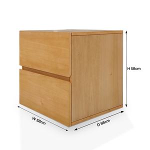 Table de chevet minimaliste en bois de caoutchouc à 2 tiroirs, table de chevet en bois écologique pour la chambre à coucher, personnalisable OEM/ODM - Product Image 3