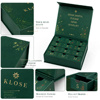 Calendrier de l'Avent vide 12 tiroirs vert, impression personnalisée, pelliculage mat, carton, boîte cadeau magnétique, emballage de luxe Noël