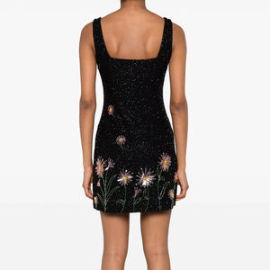 Elegante Vestido de Noche Formal con Flecos Adornados con Lentejuelas y Cuentas para Club y Fiestas, Silueta Recta, Mini Vestido - Product Image 1