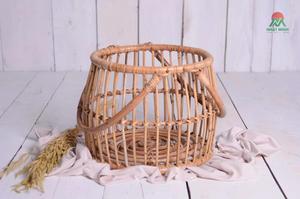 A rustic rattan baby <b>stroller</b> set <b>for</b> newborns and <b>toddlers</b>. A prop <b>for</b> newborn photography. - Product Image 2