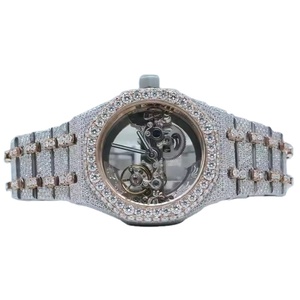Classic Luxury <b>Men's</b> Quartz Digital Diver <b>Watch</b> with Diamond & Moissanite Stainless Steel Skeleton Case Business <b>Casual</b> <b>for</b> - Product Image 1