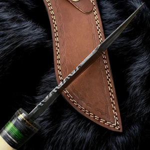 Custom Handmade Damascus Skinner <b>Knife</b> Fixed Blade Outdoor Camping Utility <b>Knife</b> with <b>Bone</b> <b>Handle</b> Leather Sheath OEM Wholesale - Product Image 3