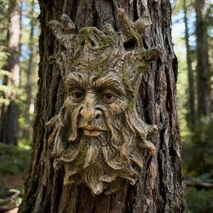 Pine Wood Traditional <b>Tree</b> <b>Face</b> Sculpture | Handcrafted Eco-friendly Durable Tabletop Wooden Figurines - Product Image 1