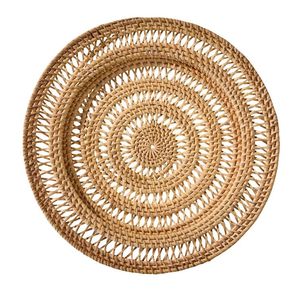 Timeless Handmade Natural Rattan Coasters Four Pack Spiral Light olid Woven Design Hot Drink <b>Protection</b> Boho Tabletop Decor - Product Image 3