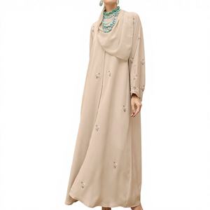 Best Selling Kaftan Abaya Handmade Turkish Floor Length Long Sleeve V Neck Polyester Regular Fit Casual Evening Party Flared - Product Image 2