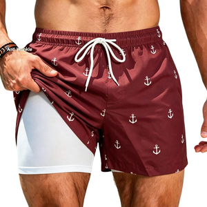 Short de bain imprimé pour hommes, short de plage à séchage rapide, taille élastique avec cordon de serrage, coupe décontractée, short d'été pour hommes, sports nautiques, vacances - Product Image 3