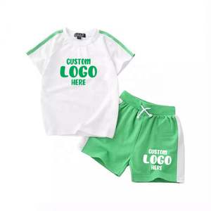 Conjunto de camiseta de manga corta y pantalones cortos para bebés y niños, diseño con bolsillo, cuello redondo, conjuntos de ropa de verano para niños, camiseta con pantalones cortos - Product Image 1