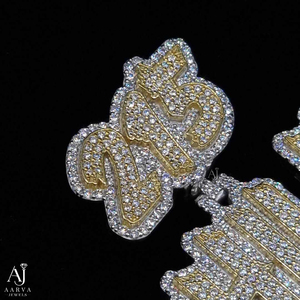 Collar con colgante de letra de moissanita chapado en oro de dos tonos y plata 925, joyería de hip hop, collar con nombre personalizado para fiesta - Product Image 2