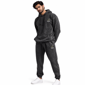 Survêtement en molleton de coton pour homme, marque privée, logo imprimé, tissu de qualité supérieure, respirant, séchage rapide, design streetwear vintage - Product Image 1