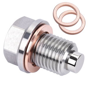 Bouchon de vidange d'huile magnétique en acier inoxydable M14*1.5 / M16*1.5 avec aimant néodyme, bouchon de carter d'huile magnétique avec 3 joints - Product Image 1