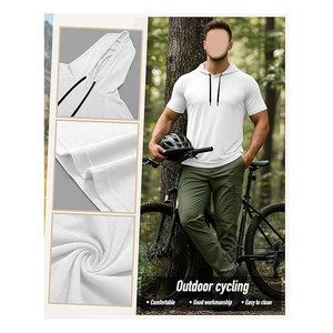 Sudaderas con Capucha de Manga Corta para Hombre, Camisetas Deportivas Ligeras, Informales, Atléticas, para Correr, Transpirables, para Gimnasio - Product Image 5