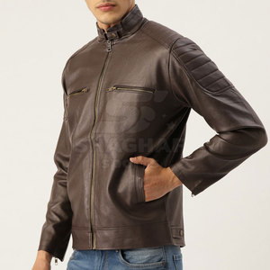 Veste en cuir élégante pour homme avec fermeture éclair et coupe ajustée, idéale pour un usage décontracté et pour la moto, veste d'hiver pour homme - Product Image 2