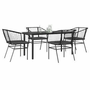 Set da Pranzo da Giardino Nero per 4 Persone, Arredamento Esterno Contemporaneo in Metallo Resistente alle Intemperie - Product Image 1