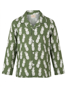 เสื้อลำลองแขนสามส่วนแบบมีกระดุมด้านหน้าลายทางสำหรับเด็กทารกและเด็กวัยหัดเดิน ผ้าทอเนื้อนุ่มใส่สบายสำหรับฤดูใบไม้ผลิ - Product Image 1
