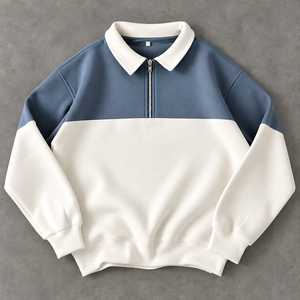 Pull unisexe marron à col zippé, en molleton écologique respirant, coupe ample, col coussin, pour l'automne, style décontracté - Product Image 5