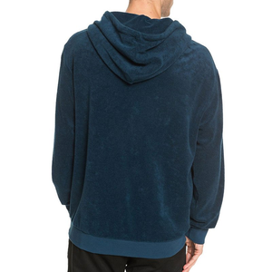Men's <b>Navy</b> Blue Terry Hoodie Regular Fit Solid Color Casual Sweatshirt With Pocket Knitted Cotton Autumn Wear - Product Image 3