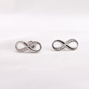 Handmade Wholesale Fashion 925 <b>Silver</b> Infinity <b>Stud</b> <b>Earrings</b> With Crystal Rhinestones Minimalist Design For Women Everyday Wear - Product Image 1