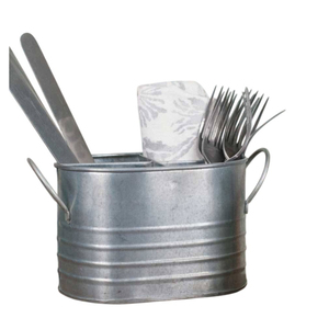 Rustic Farmhouse Galvanized Iron Cutlery Holder Embossed Metal Kitchen <b>Utensil</b> Holder Crock with <b>Copper</b> Label for Countertop - Product Image 5