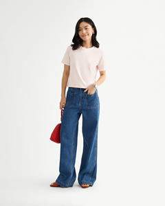 Camiseta Básica de Verano para Mujer de Alta Calidad, Manga Corta, Color Sólido, Algodón, Corte Ajustado, Transpirable, Secado Rápido, Estilo Informal, Vietnam - Product Image 3