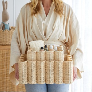 Cute scalloped rattan <b>basket</b> children room <b>storage</b> accessory natural kid <b>toy</b> organizer <b>baskets</b> - Product Image 6