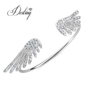 Brazalete Abierto con Alas de Ángel de Moda, Brazalete Daisini Adornado con Cristales de <span class=keywords><strong>Swarovski</strong></span>, Joyería de Plata 925 para Mujer - Product Image 3