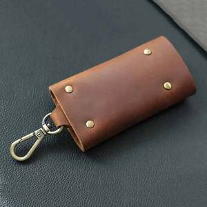 Porte-clés en cuir véritable avec logo personnalisé |   Portefeuille à clés portable pour cadeaux promotionnels - Product Image 6