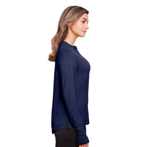 Chemisier Femme OEM en Gros à Manches Longues Col V Uni Bleu Marine Tricoté Coupe Droite Décontractée Boutonné sur le Devant Toutes Saisons - Product Image 2
