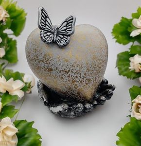 Elite Aluminum Heart Ash <b>Keepsake</b> Urn Funeral <b>Memorial</b> Container Featuring Premium Refined Exterior Craftsmanship - Product Image 1