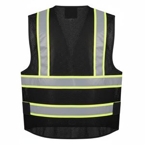 Gilet de travail réfléchissant pour homme avec poches, respirant, en maille, fermeture éclair, vêtement d'extérieur décontracté pour l'été - Product Image 3