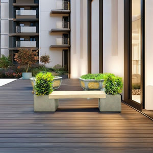 Banco de Patio Rectangular Grande de Hormigón Gris, Ecológico, Resistente al Agua, Diseño Moderno, para Exteriores, Escuelas, Apartamentos, 4 Plazas - Product Image 1