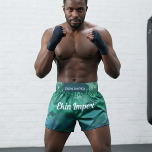 Custom Logo Green Tie-Dye Muay Thai Shorts | Premium Forest Satin Kickboxing <b>Trunks</b> | Professional <b>Men</b> & Women MMA Fightwear - Product Image 3