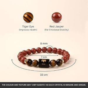 Bracelet en cristal du zodiaque Bélier, perles de qualité supérieure de 8 mm, étiquette en métal gravée au laser, bijoux Feng Shui - Product Image 3