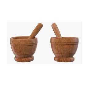 Mortero y Pilón de Madera Tradicional de 8 Pulgadas, Triturador de Especias Manual Ecológico para Cocina - Product Image 4