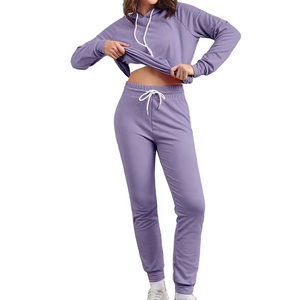 Ladies Winter Heavyweight Jogging Sets <b>Plain</b> <b>Tracksuit</b> Custom Regular Fit High Quality Polyester/Cotton Pullover Hoodie Track - Product Image 5