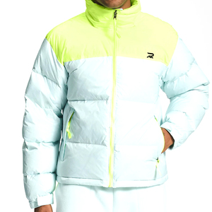 Chaqueta Acolchada para Hombre con Bloques de Color, Cuello Alto, Cierre de Cremallera, Cortavientos, Relleno de Poliéster, Abrigo Casual de Invierno, Largo Regular - Product Image 1