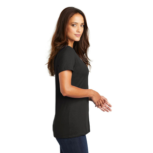 T-shirt respirant pour femme à col en V, haut uni à manches courtes, t-shirts en toile, prix de gros, services OEM avec logo personnalisé - Product Image 6