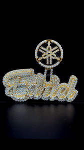 Colgante de letra de moissanita de Hip Hop 925 Plata pura Vvs colgante de moissanita personalizado con logotipo personalizado fianza de esmalte negro - Product Image 2