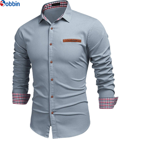 เสื้อเชิ้ตผู้ชายสั่งตัดพิเศษ เสื้อเชิ้ตผู้ชายมีกระเป๋าเสื้อแบบกำหนดเอง เสื้อเชิ้ตแขนยาวสีพื้น ผ้าไม่ยับ สำหรับงานทางการ ธุรกิจ หรือลำลอง ติดกระดุม - Product Image 4