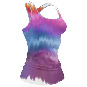 <b>High</b> Elastic Women Racerback Tank <b>Top</b> Colorful Gradient Tie Dye Print Summer Sleeveless Gym Yoga Vest Breathable Sports <b>Top</b> - Product Image 4